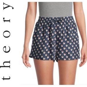 NWT💝THEORY Simple Drawstring Silk Shorts Size M